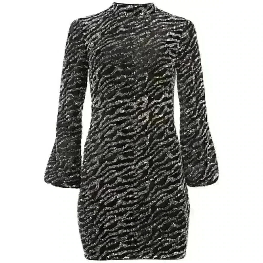 NEW! Guess Women's XS Zoe Sequin Balloon-Sleeve Dress NWT $198